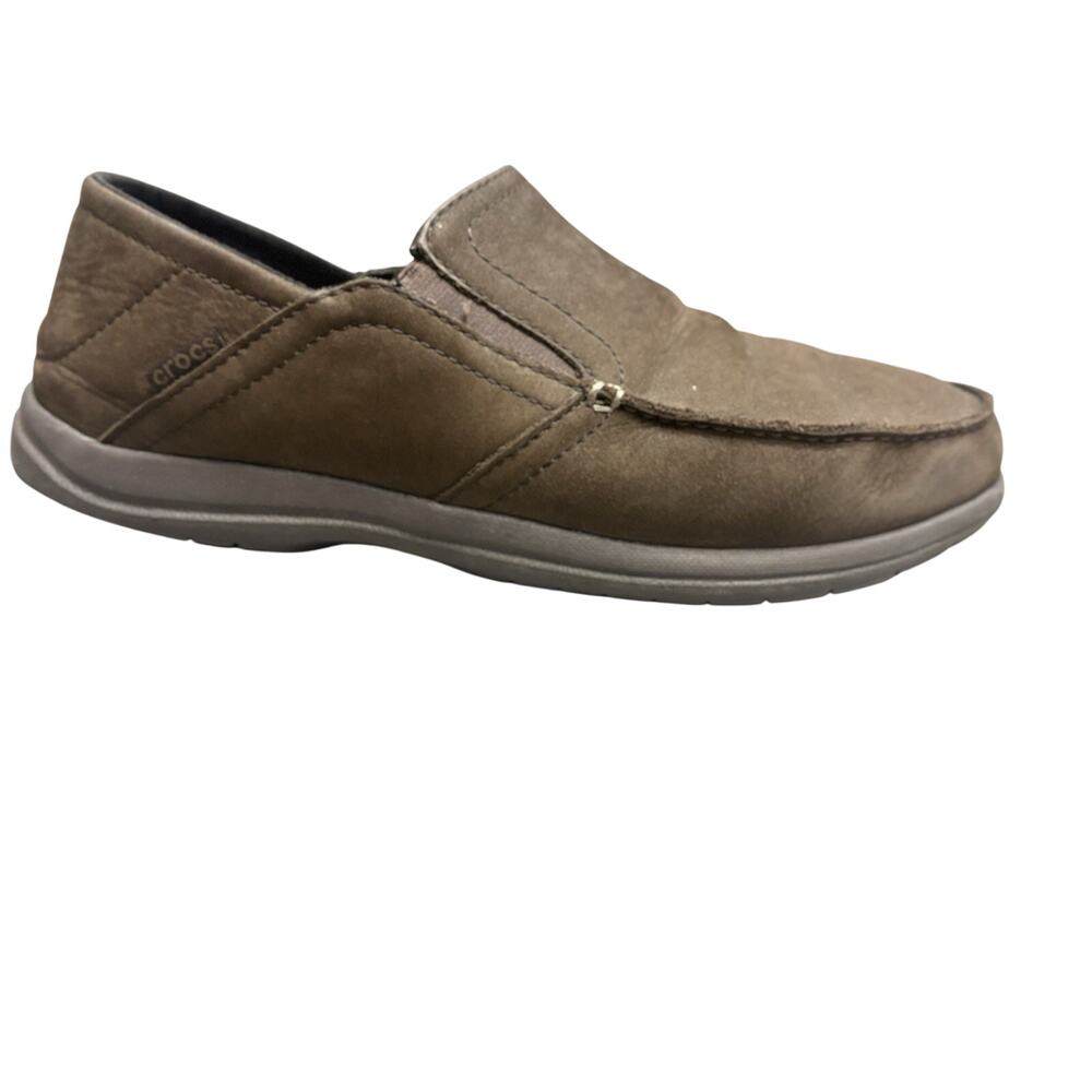 Crocs Loafers Santa Cruz Slip On Brown Suede Convertible Casual Shoes Size 10